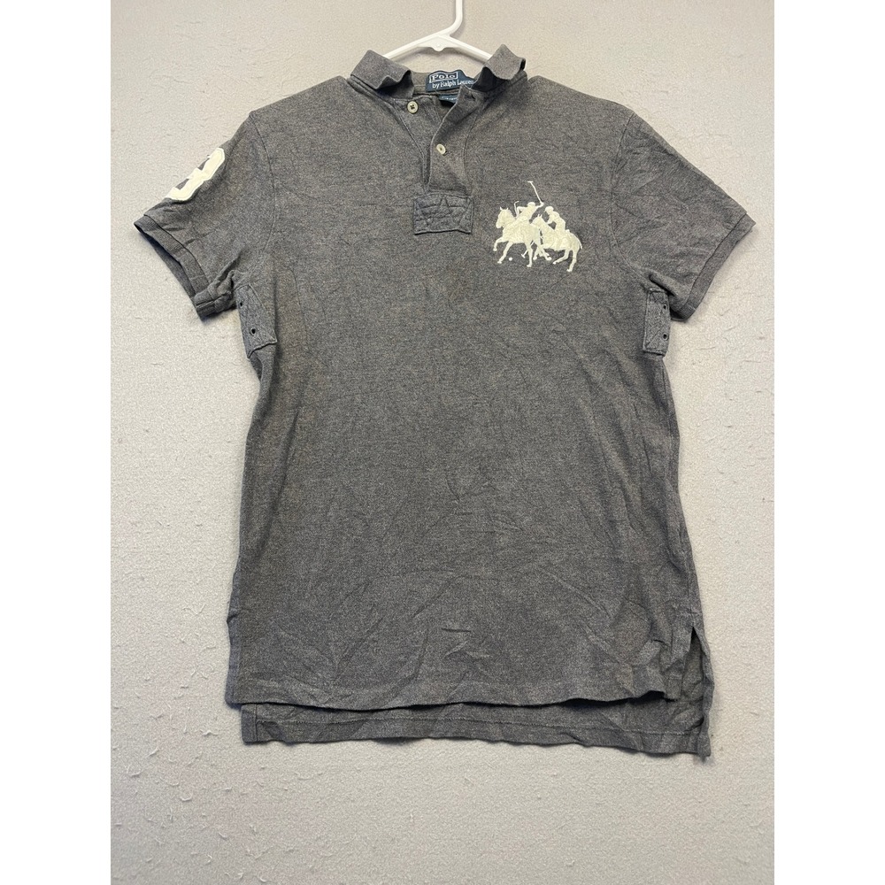 Polo Ralph Lauren Polo Shirt 100% Cotton Grey Big Pony Small Mens